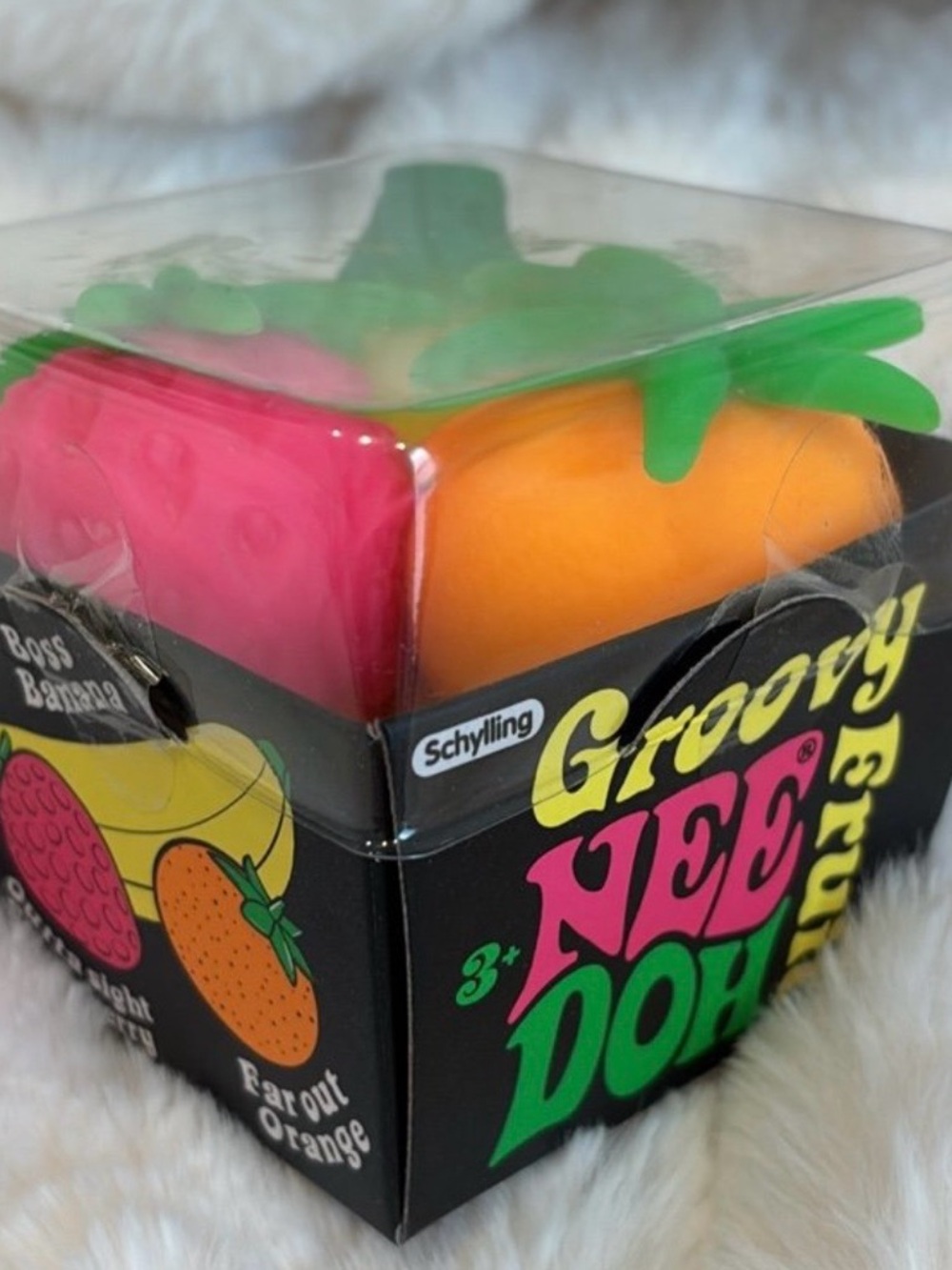 Schylling Groovy NeeDoh Fruit Squishy Stress Toy - Pink & Orange